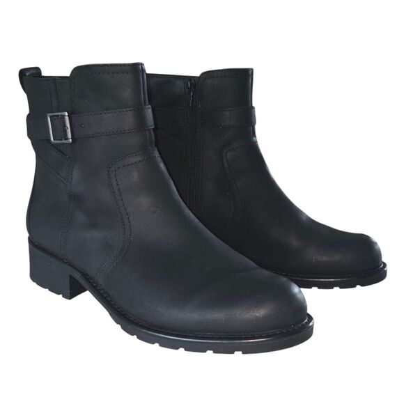 Clarks Collection Women Black Leather Ankle Boots Orinoco Bend Size 10W Zipper - Picture 15 of 16